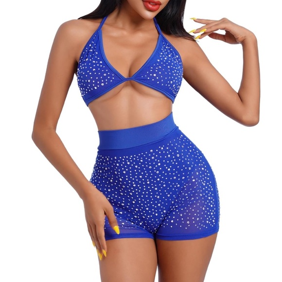 Blue Rhinestone Two-Piece Set - Picture 4 of 4